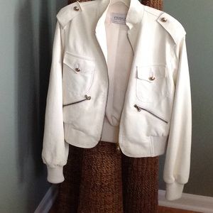 White leather bomber jacket made in Italy